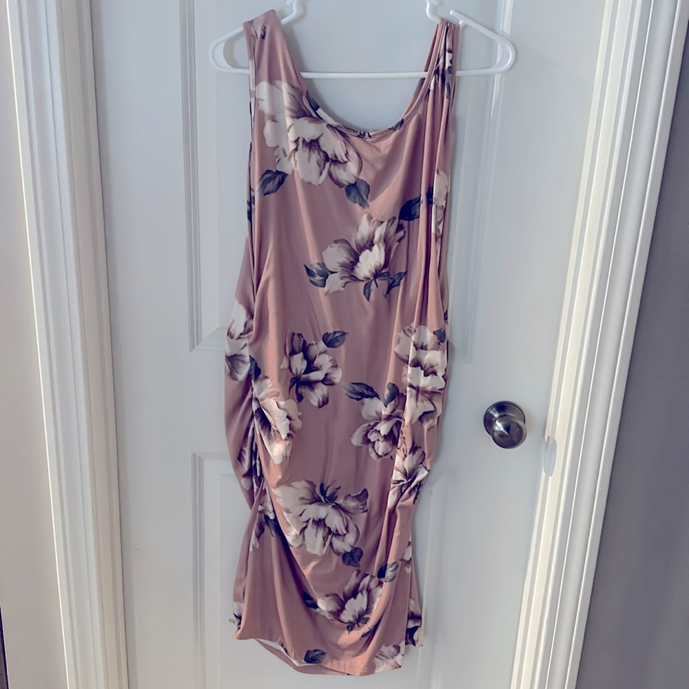 Plush pink flower maternity dress